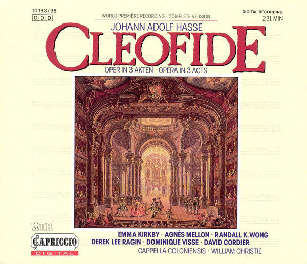 Johann Adolf Hasse - Cleofide (Opera In 3 Acts)- Emma Kirkby • Agnès Mellon • William Christie, Japan 4xCD Boxset Capriccio Digital – 10 193/96