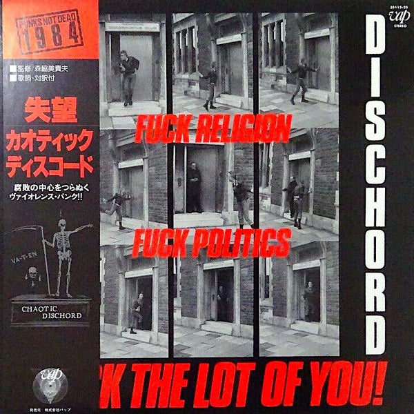 Chaotic Dischord – Fuck Religion, Fuck Politics, Fuck The Lot Of You!, Japan 1984 Vap – 35115-25 Vinyl LP + Obi